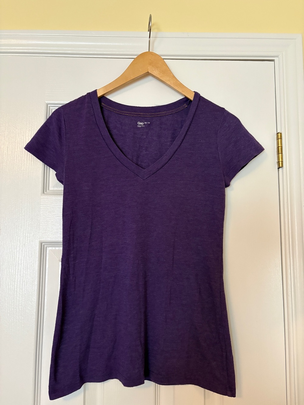 GAP Women's Short Sleeve V-Neck Tee in Deep Purple